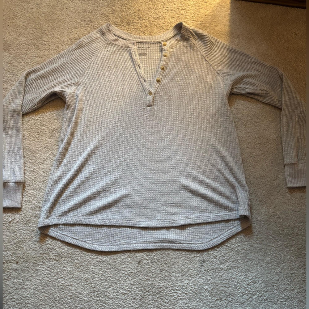 Gray Long Sleeve Henley Top